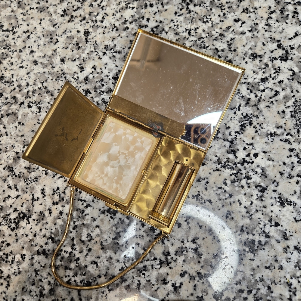 Rare Double-Sided 1950s Butterfly Enamel Carryall Minaudière Compact - Picture 4 of 16